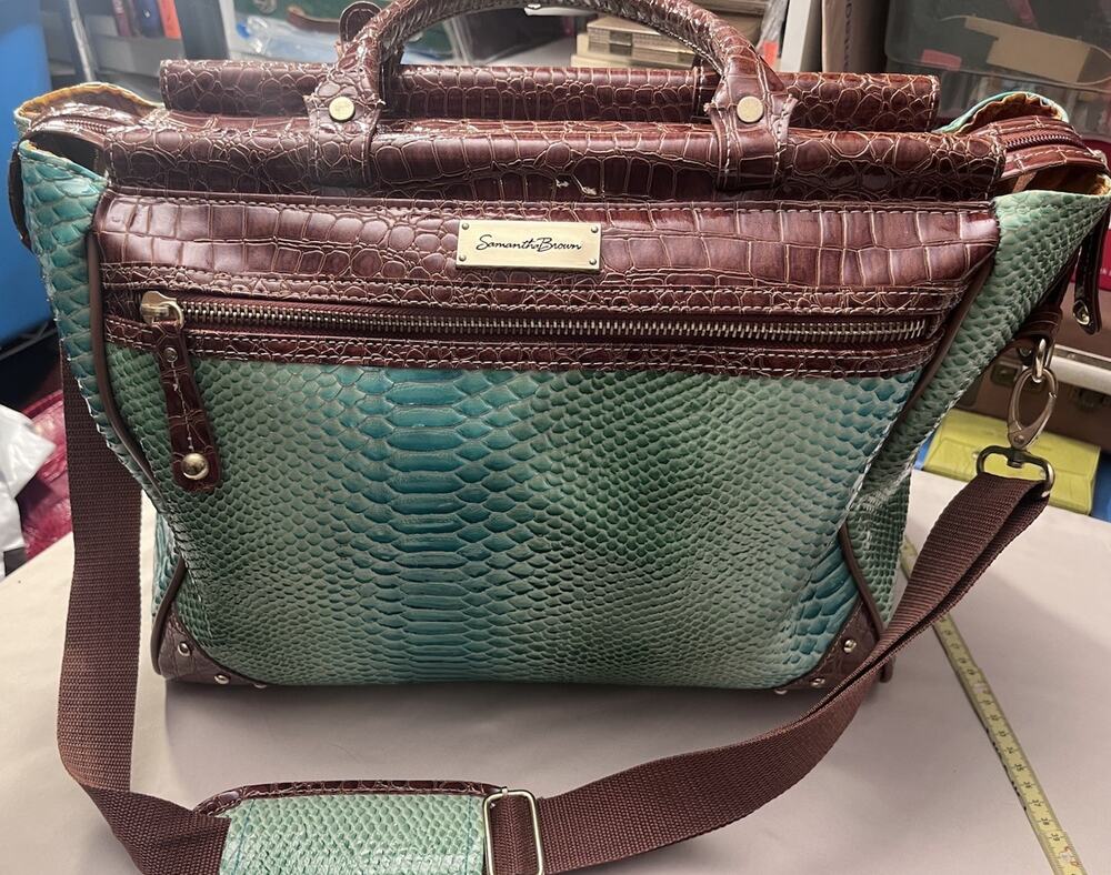 Copied - Samantha Brown Carry On Seaglass & Brown Weekender Croc Embossed